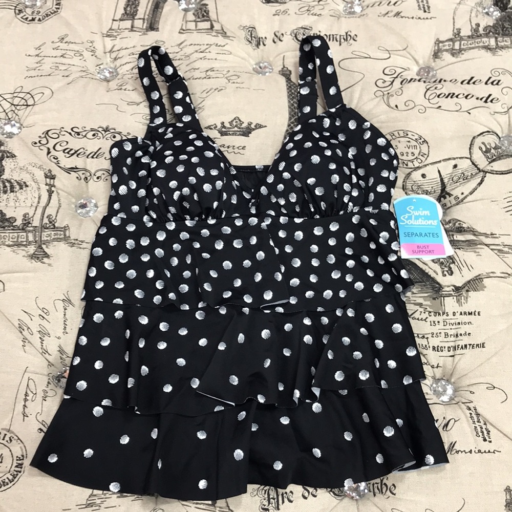 Swim Solutions Galactica Print Tiered Swim Top - Picture 4 of 9